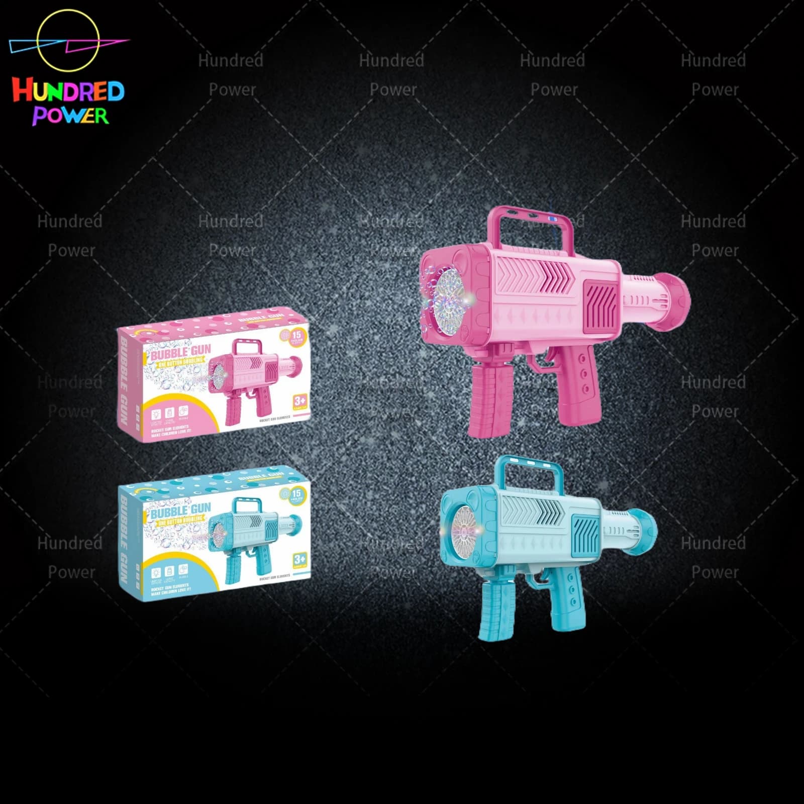 Rocket Launcher 15-Hole Automatic Bubble Gun with Lights
