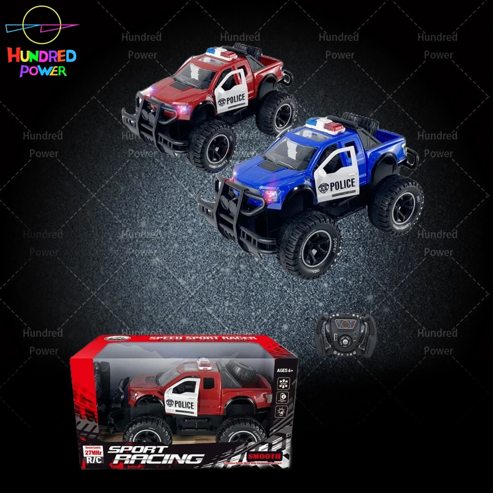 Five-way remote control off-road police car