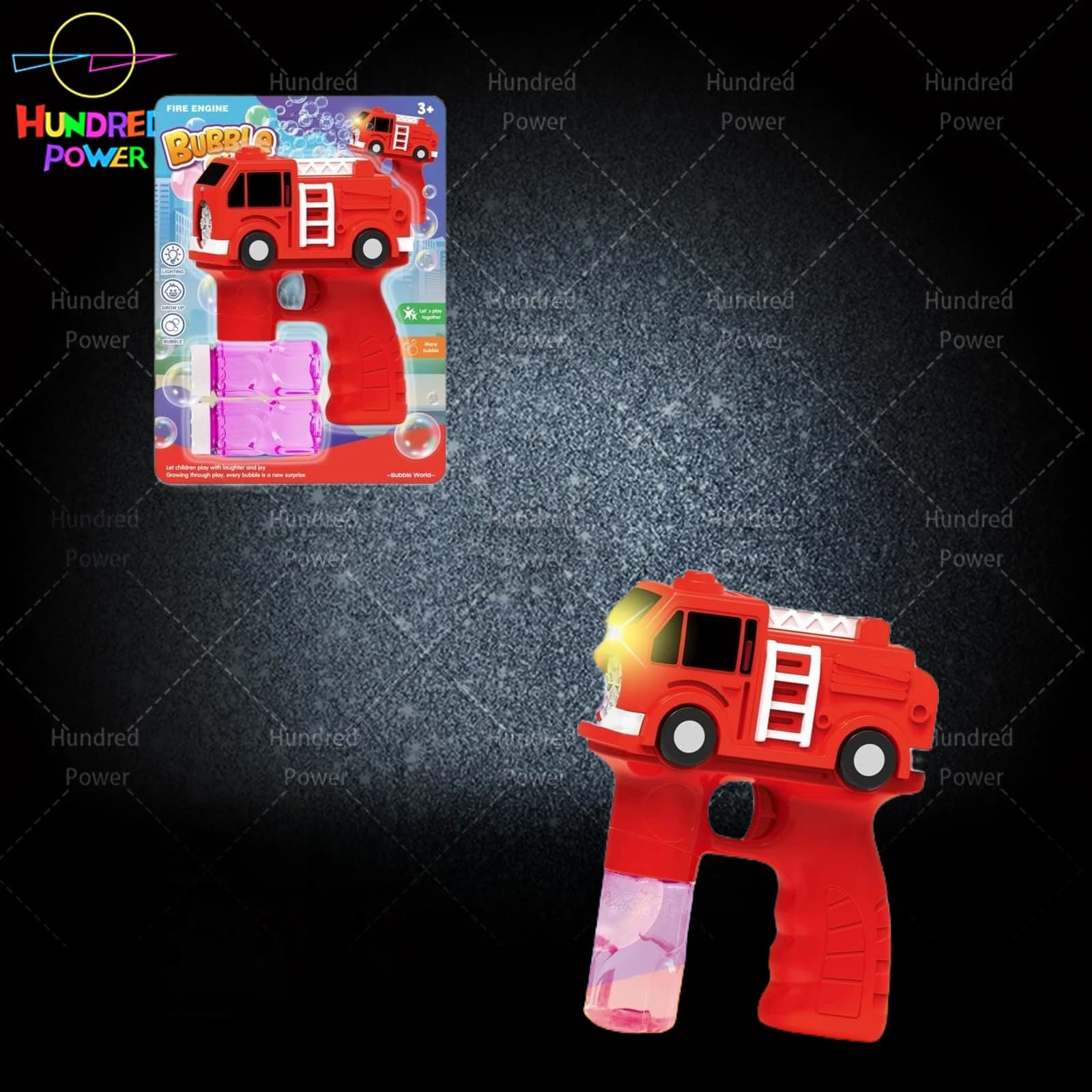 Multi-hole Fire Truck Bubble Gun (8 holes), 4*AA batteries not included, electric bubble gun, fully automatic bubble gun, handheld bubble gun, bubble fun bubble blowing toy