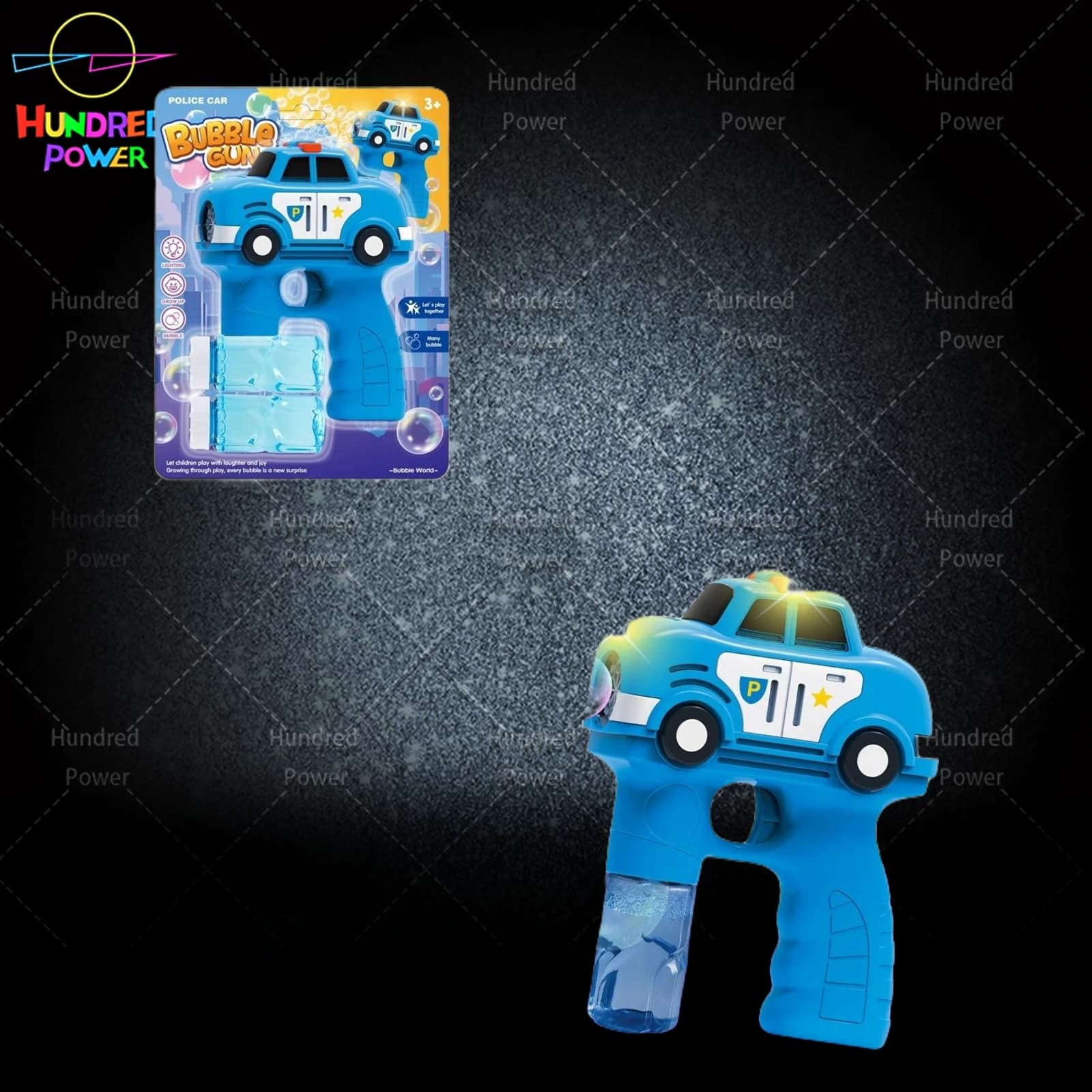 Multi-hole Police Car Bubble Gun (8 holes), 4*AA batteries not included, electric bubble gun, fully automatic bubble gun, handheld bubble gun, bubble fun bubble blowing toy