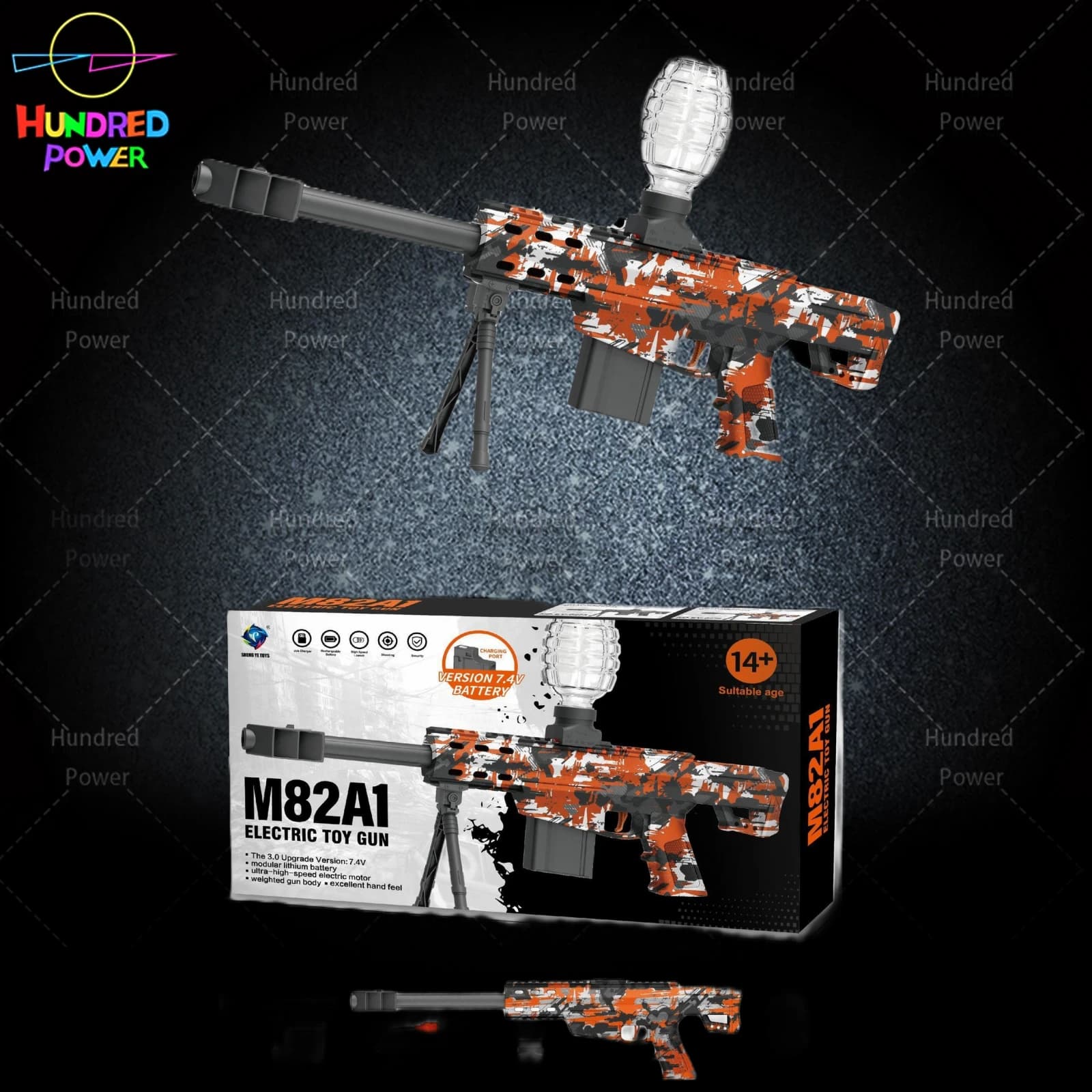 Graffiti High-Speed Electric Full-Auto Barrett M82A1 Water Bullet Gun with Bullet Leak Launcher