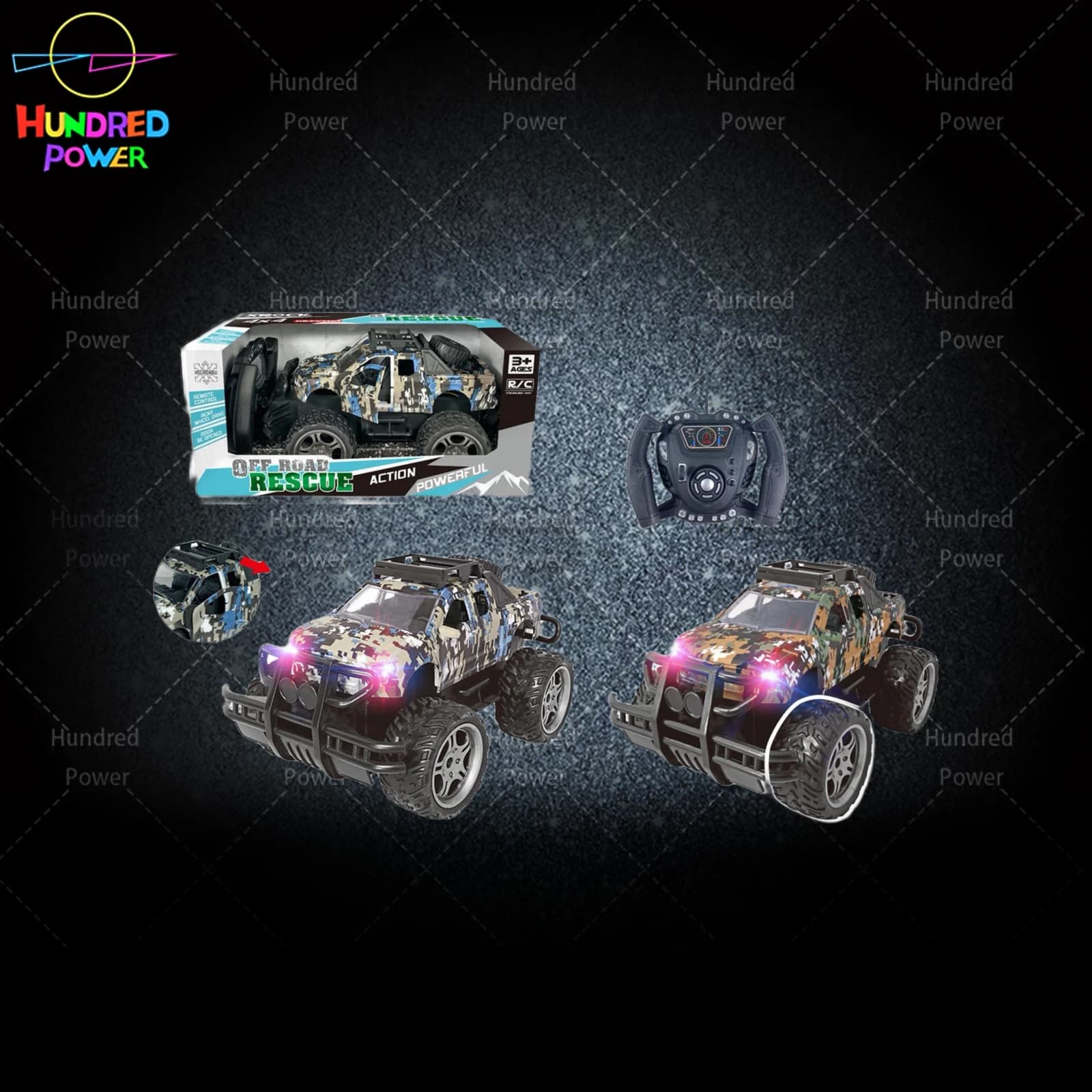 Camouflage Off-Road 4-Channel RC Car (Front Lights + Manual Doors)