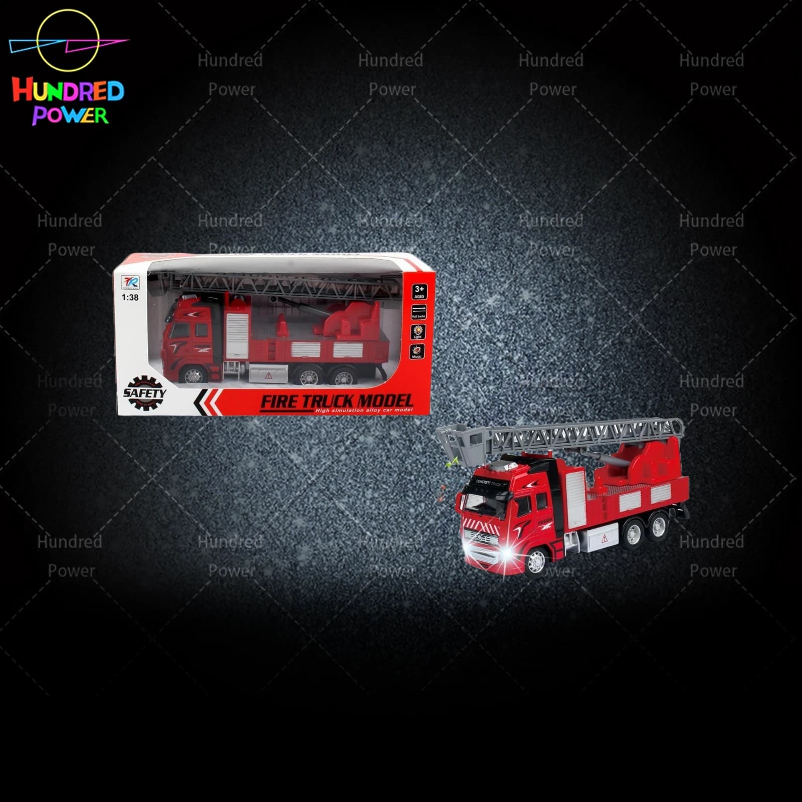 Warrior Semi-Alloy Fire Truck Model C (Sound and Light, Batteries Included)