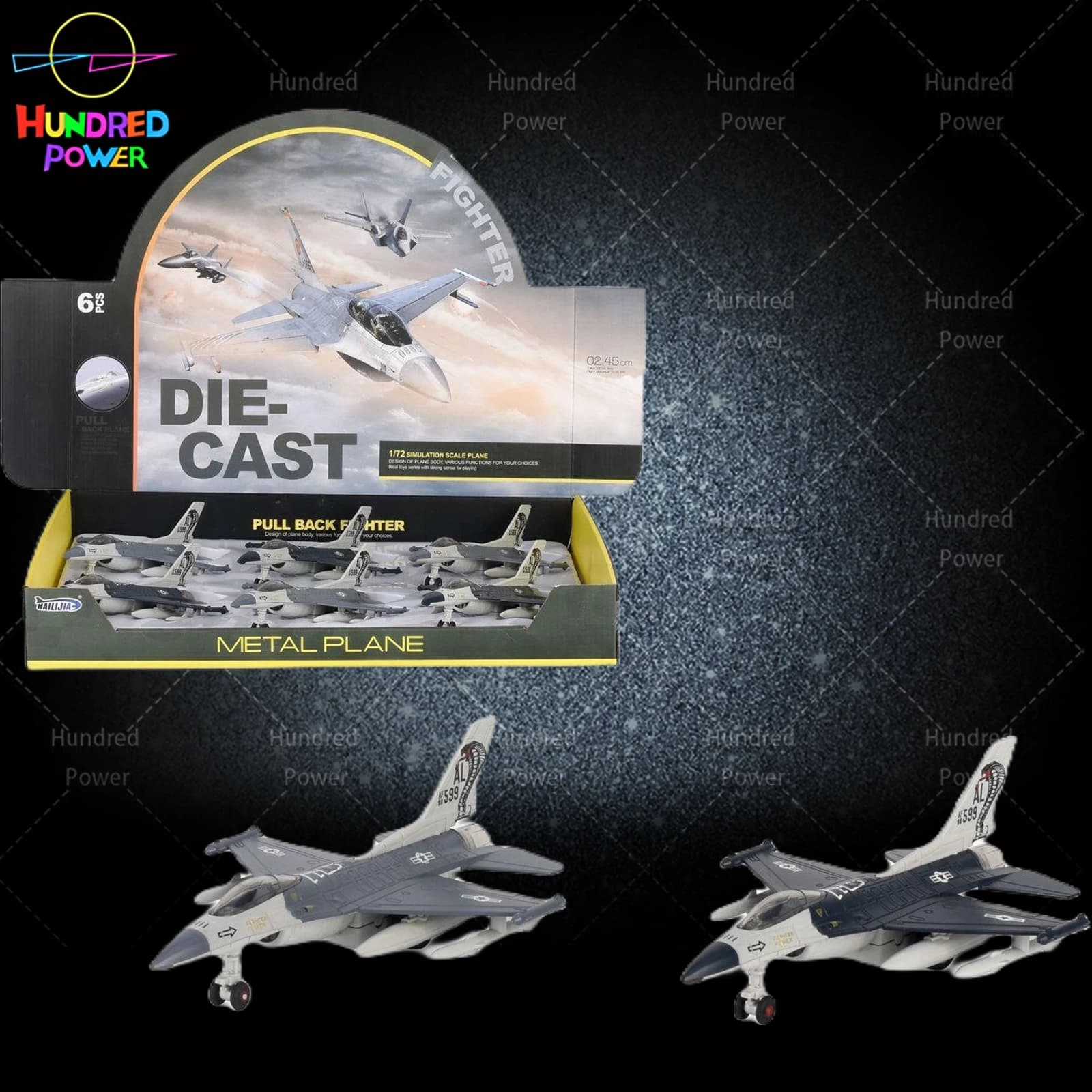 Alloy Pull-Back Fighter Jets 6-Piece Set in default colors