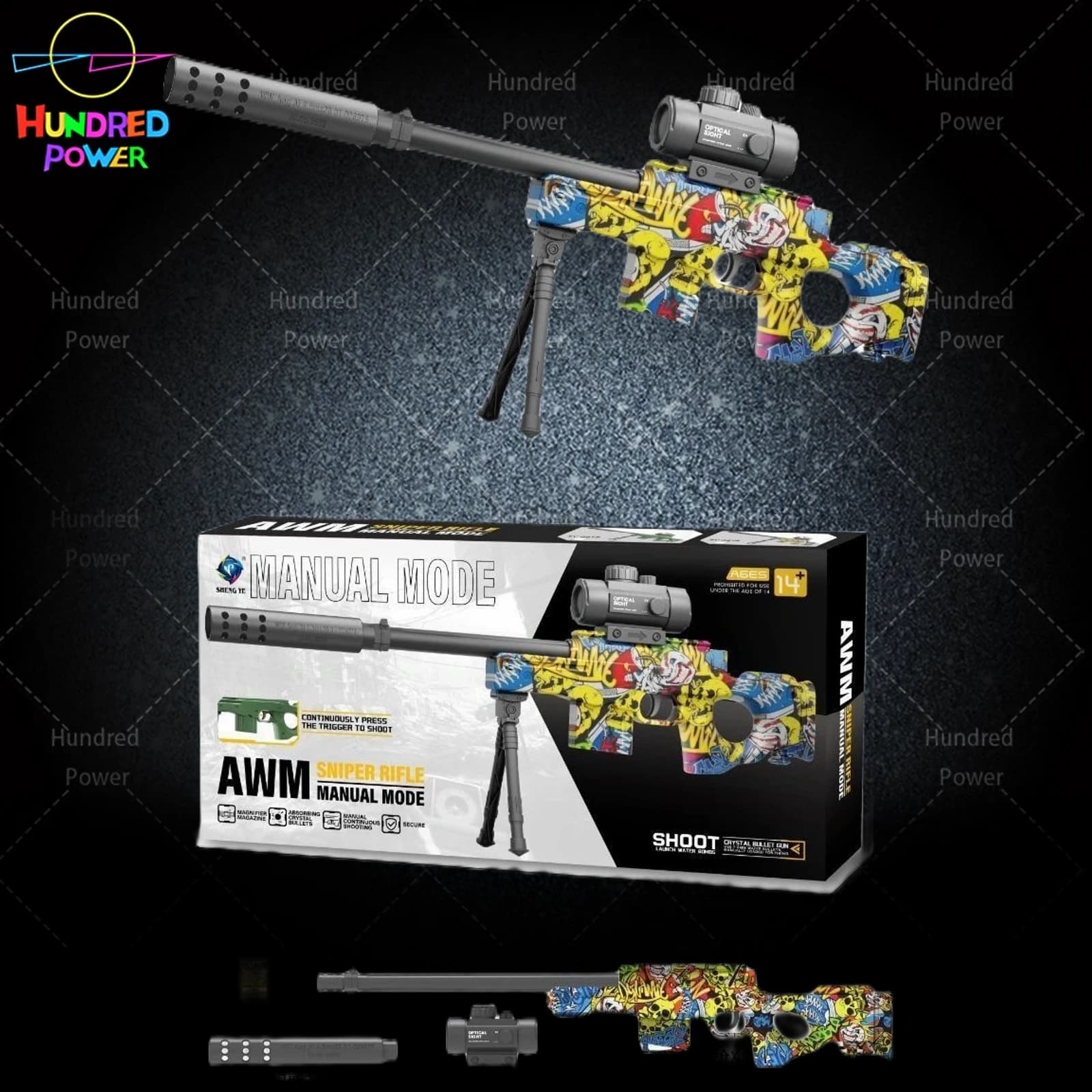 Graffiti Manual Repeating AWM Water Bullet Gun Soft Bullet Gun Launcher