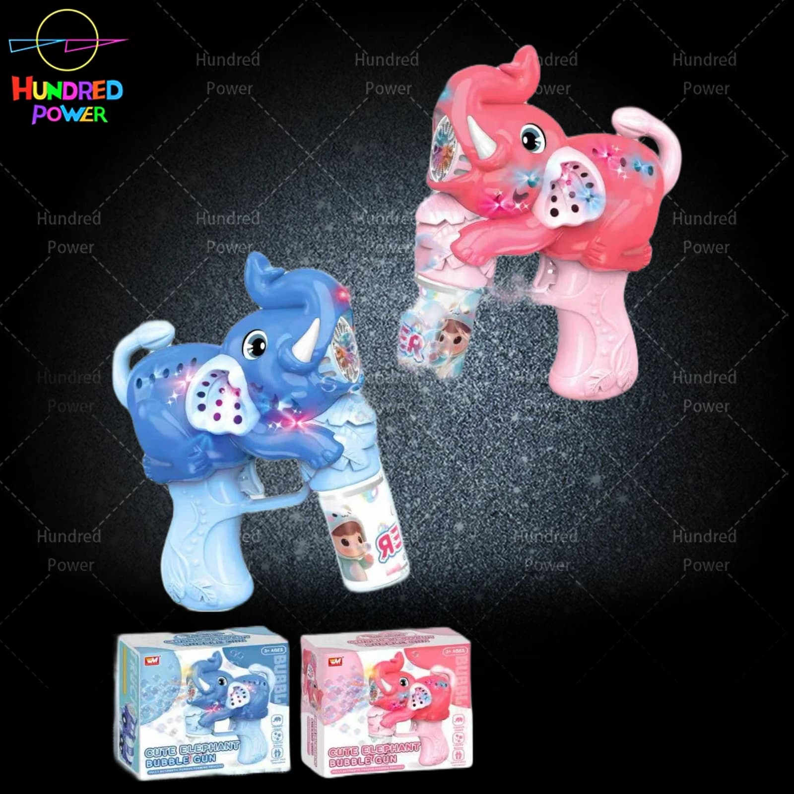 Fully Automatic Light-Up Cartoon Elephant Bubble Gun