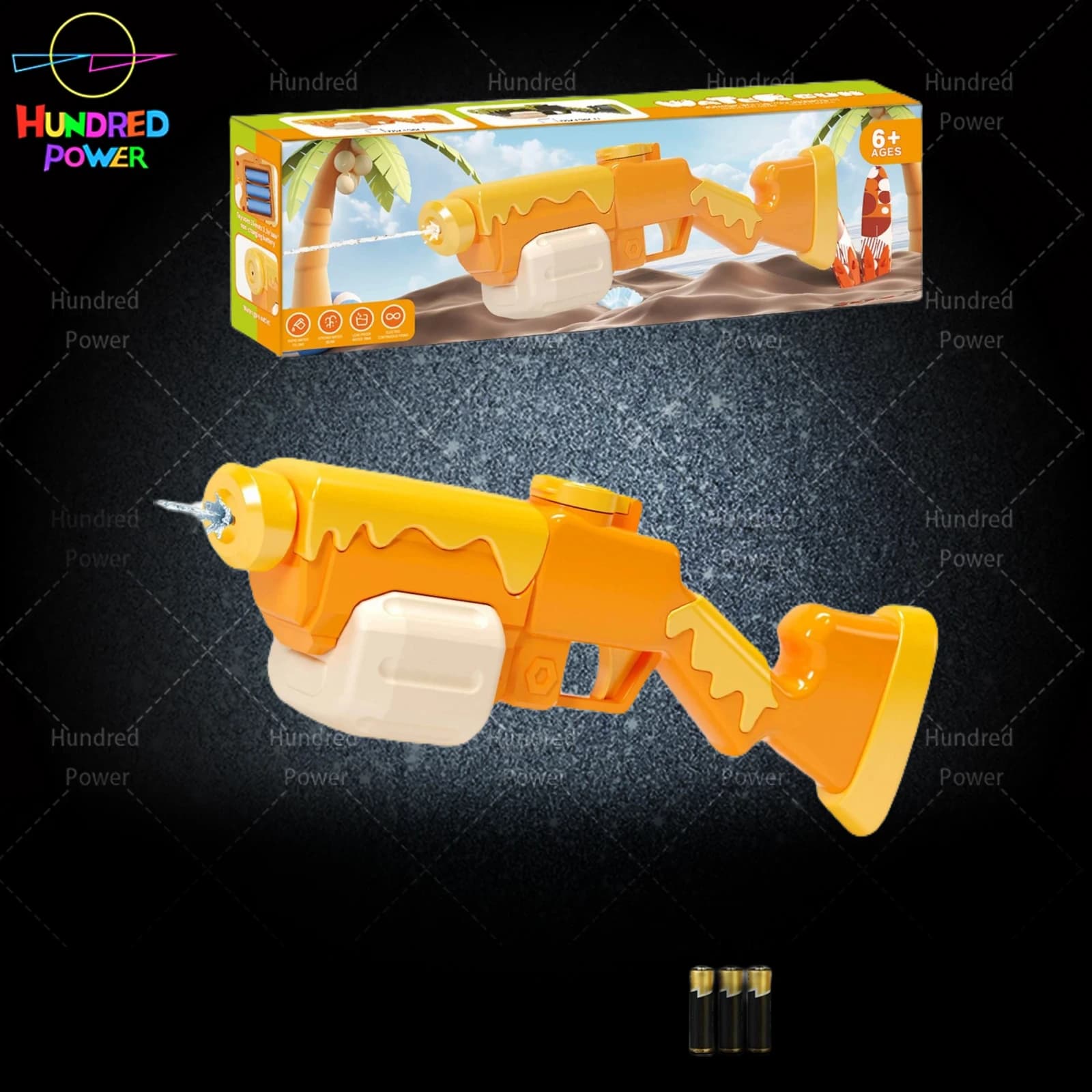 Bee Electric Water Gun - Orange (3 AA Batteries / Batteries Not Included)