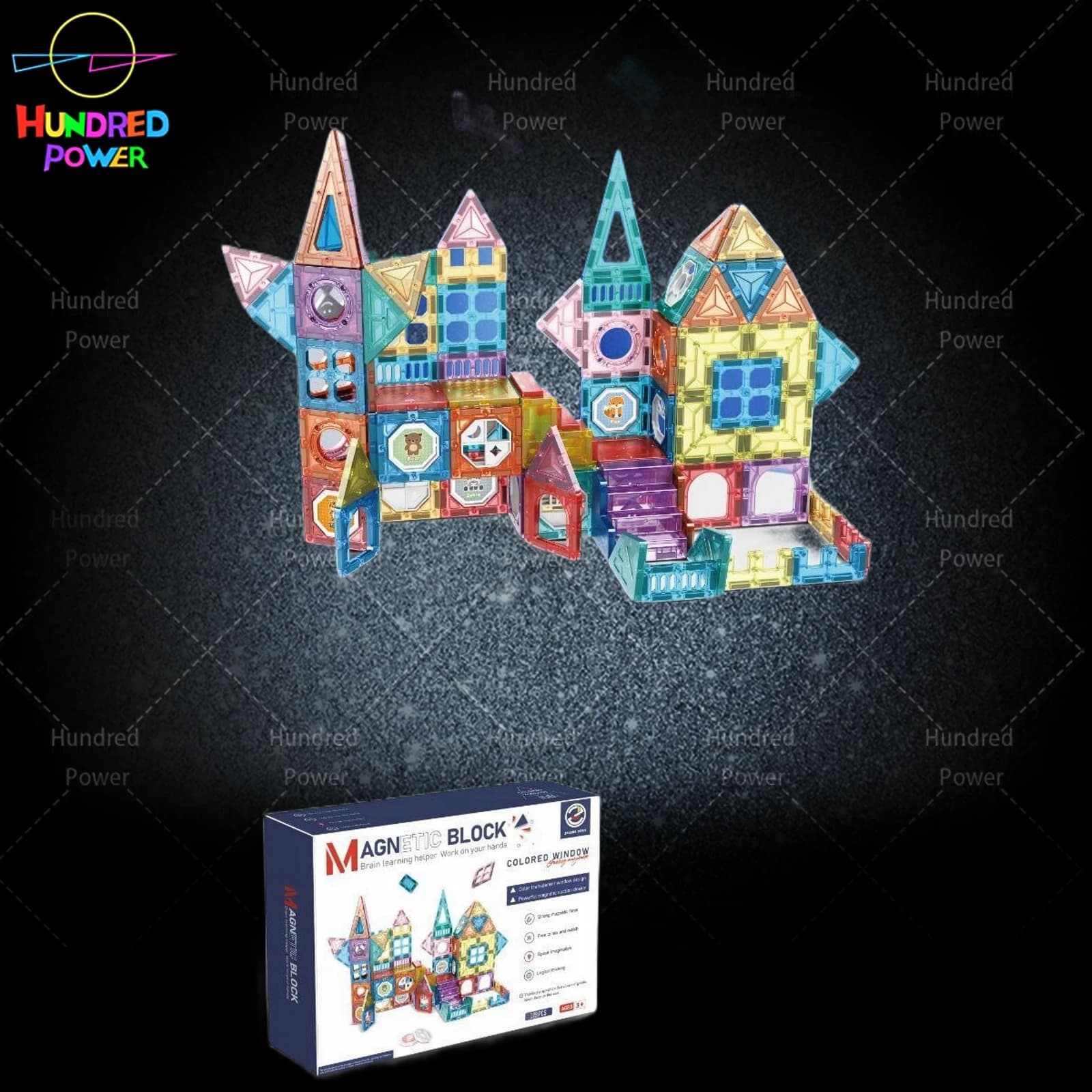 Color Window Magnetic Tiles Building Blocks 129pcs