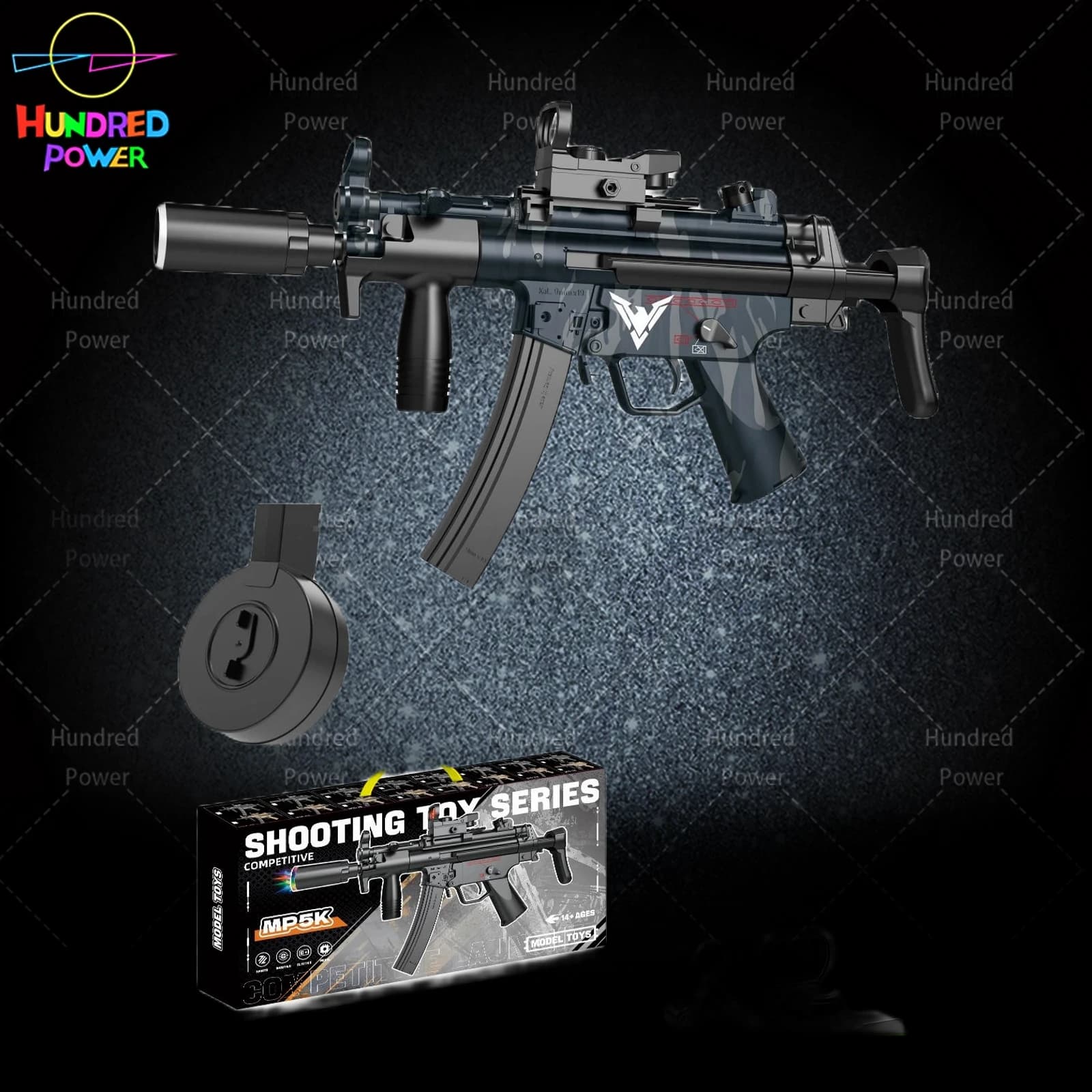 Black Eagle Water Bullet Gun Magazine + Drum Magazine (Color Can Be Noted) Ultra High Speed Youth Version Pre-Feed MP5K