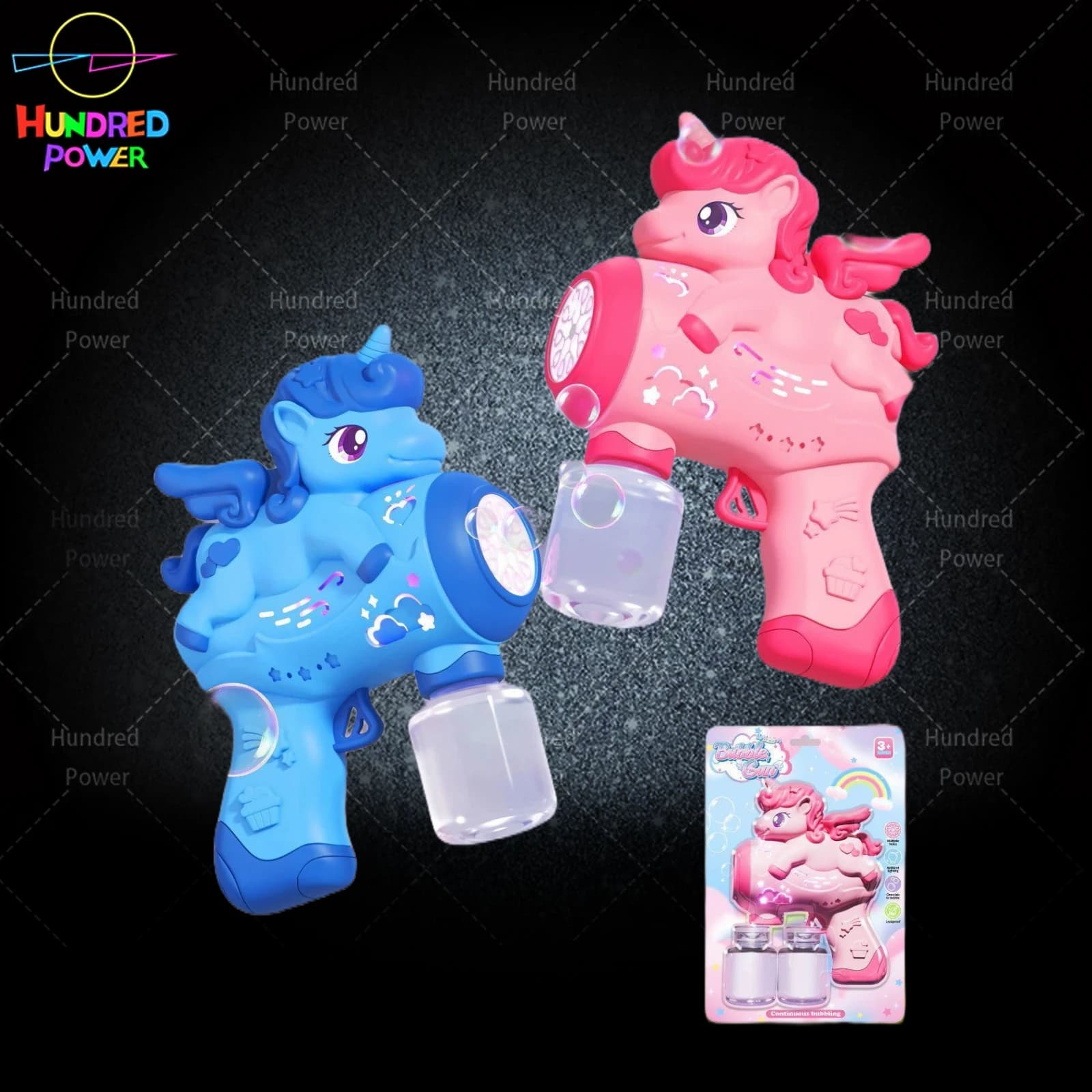 Unicorn Bubble Gun (10 holes), 3*AA Battery Electric Bubble Gun, Fully Automatic Bubble Gun, Handheld Bubble Gun, Bubble Fun Bubble Blowing Toy