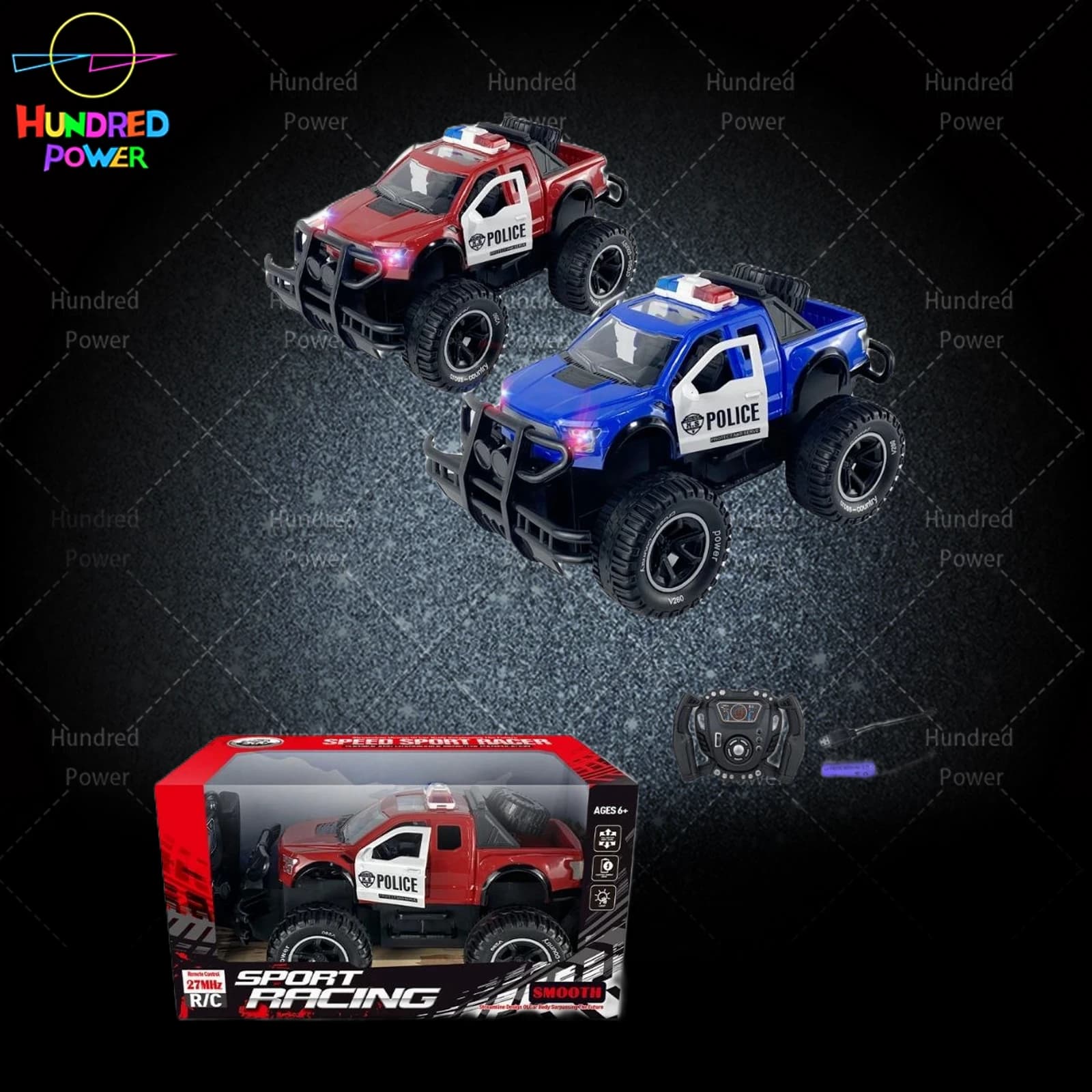 Five-way remote control off-road police car