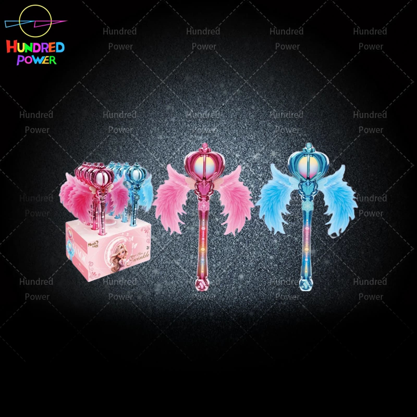 Iridescent Magic Wand Single Section (Electroplated with Wings)