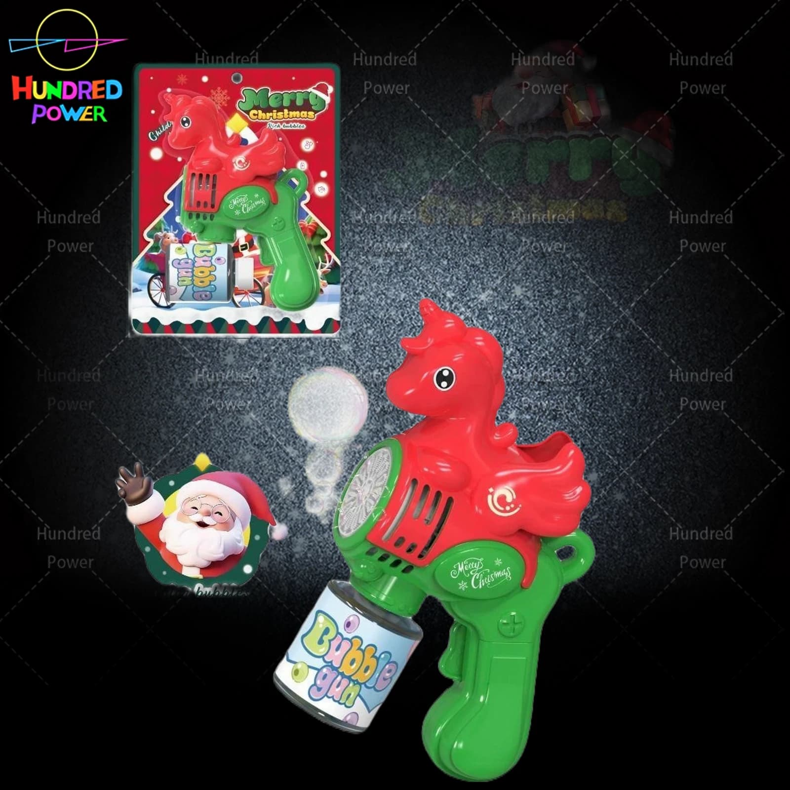 Christmas Electric Light-Up Unicorn Bubble Gun