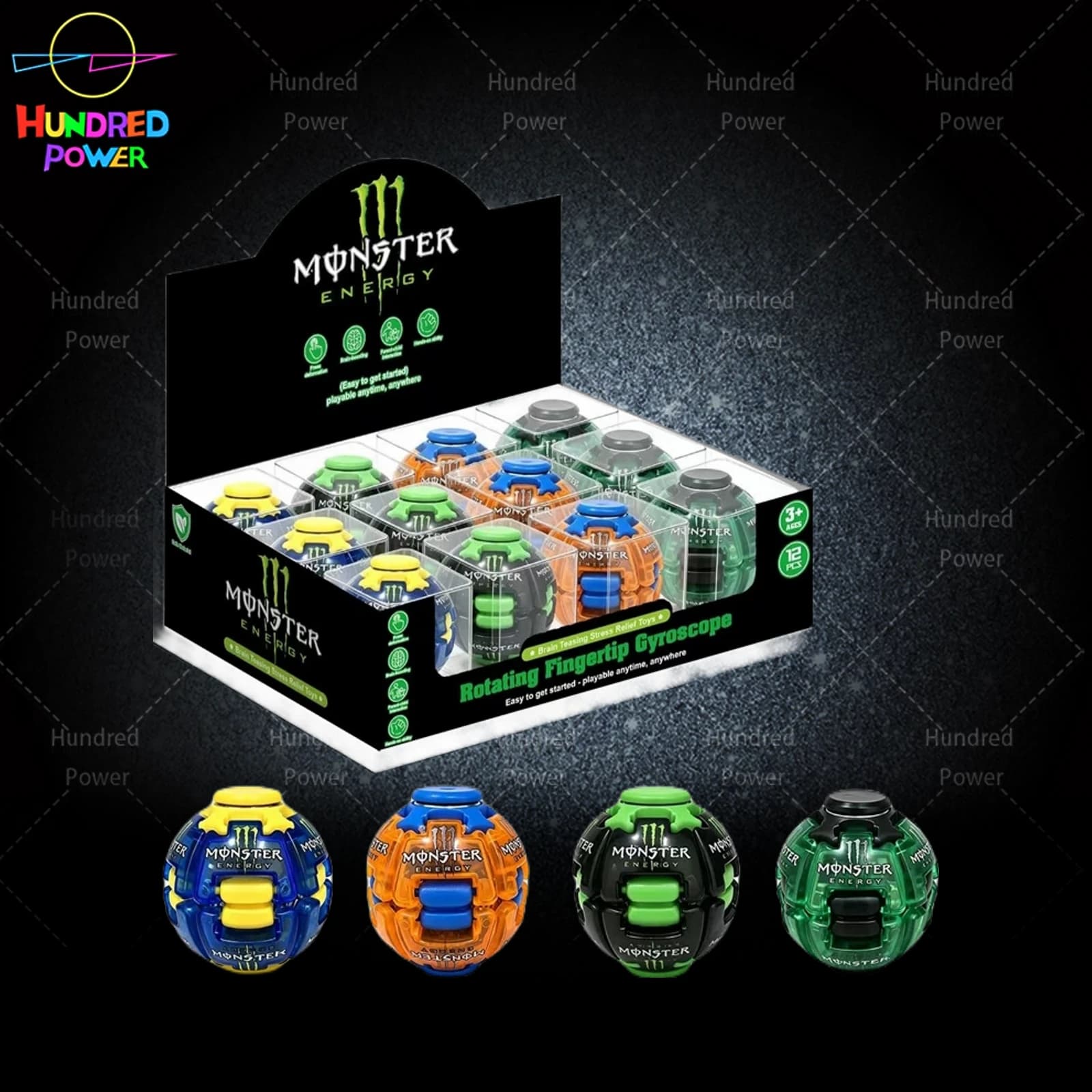 Monster Energy Transparent Light-Up Spinning Top Ball