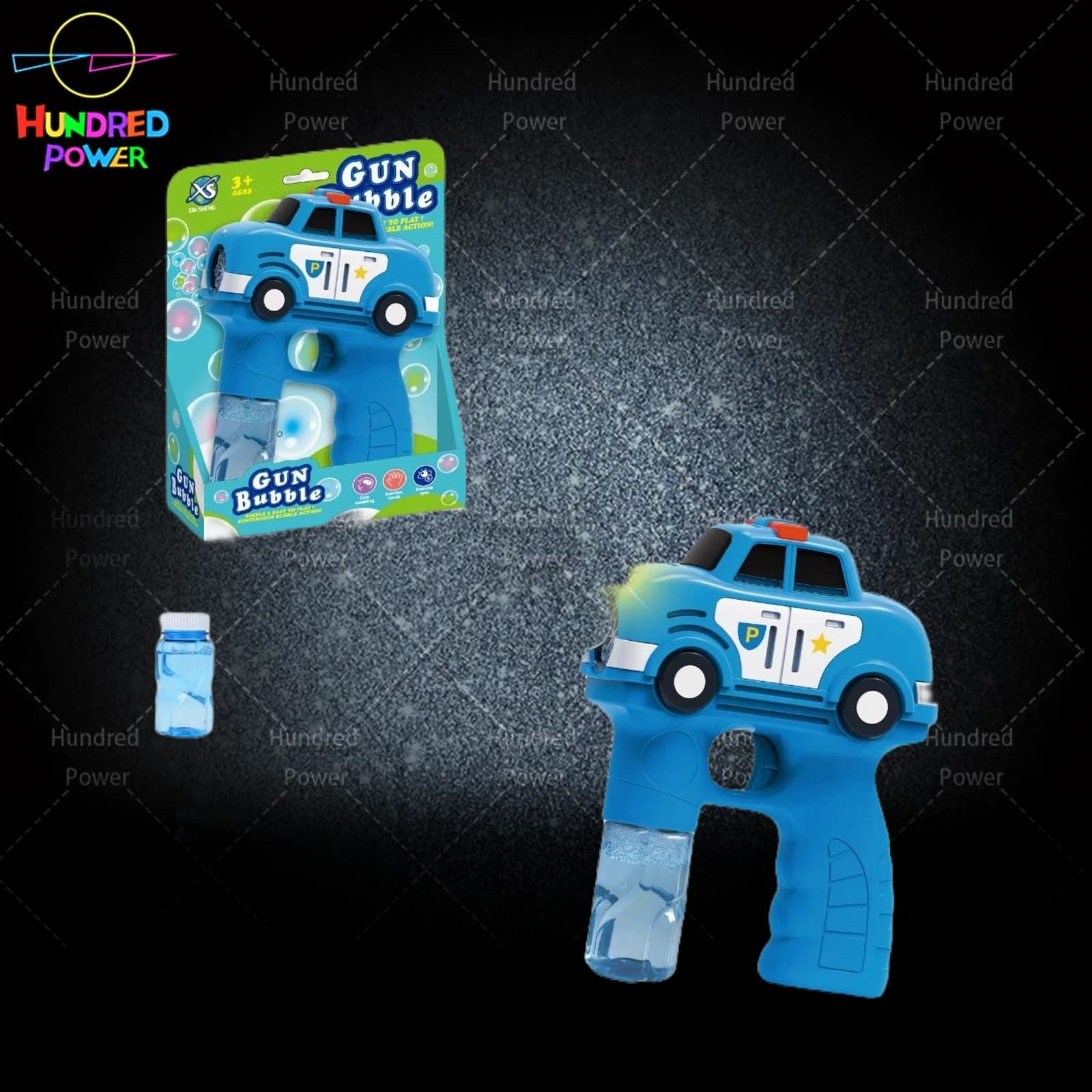 8-Hole Police Car Bubble Gun (8 holes), 4*AA batteries