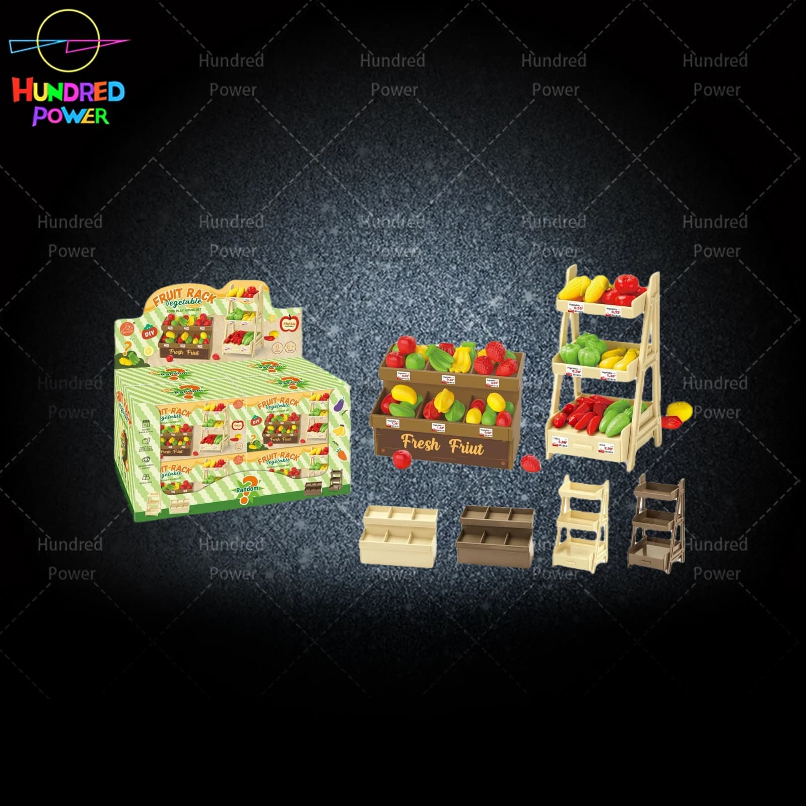 Blind Box Fruit/Vegetable Stand, Random Main Body Color + Random Accessories, 8PCS/Display