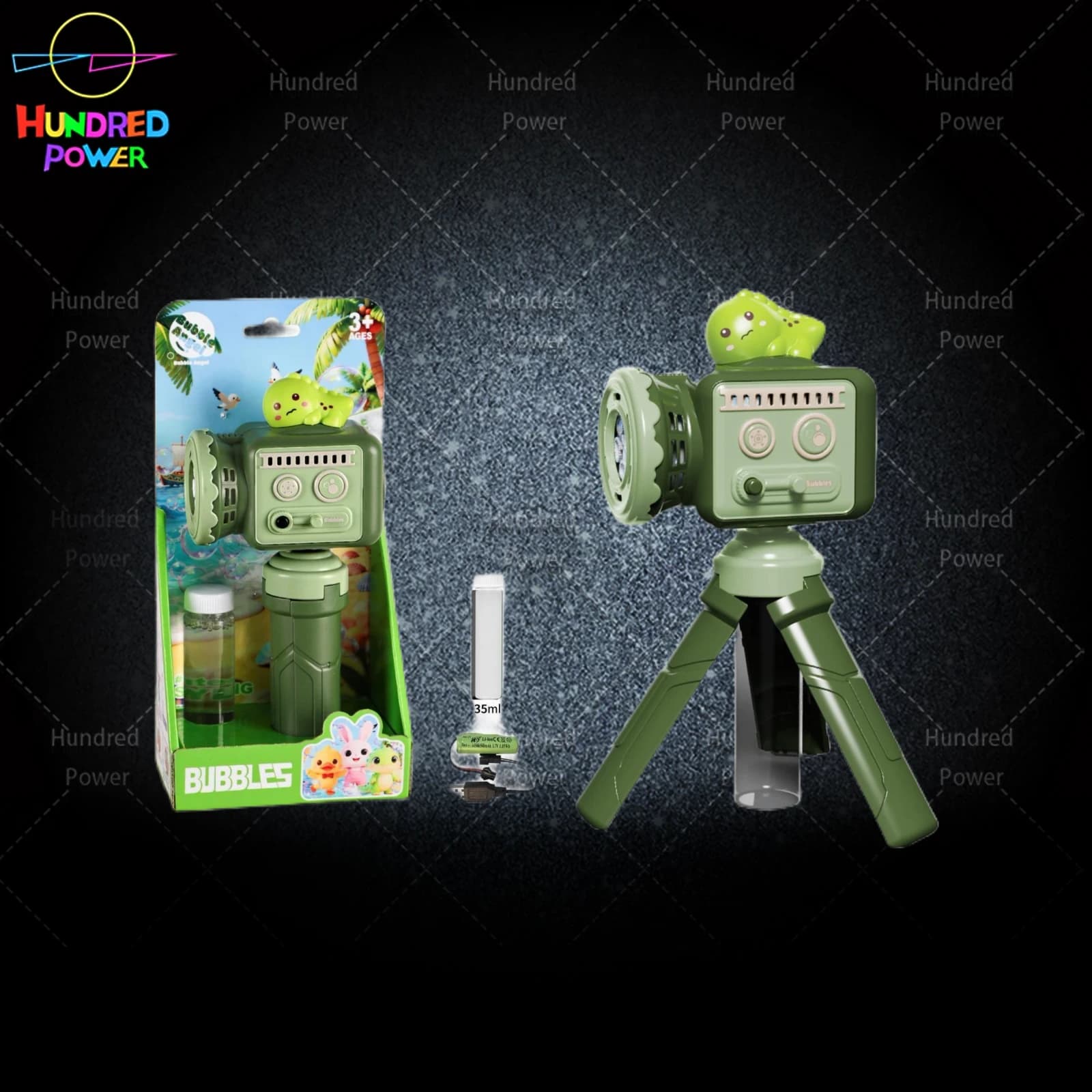 Projector dinosaur bubble machine with lights, 5-hole, default color