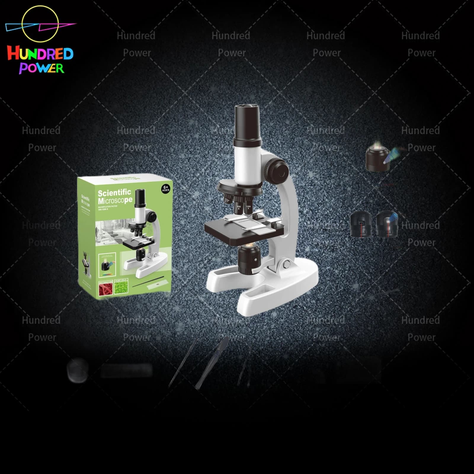 300X-1200X Desktop Microscope in white with touch light control