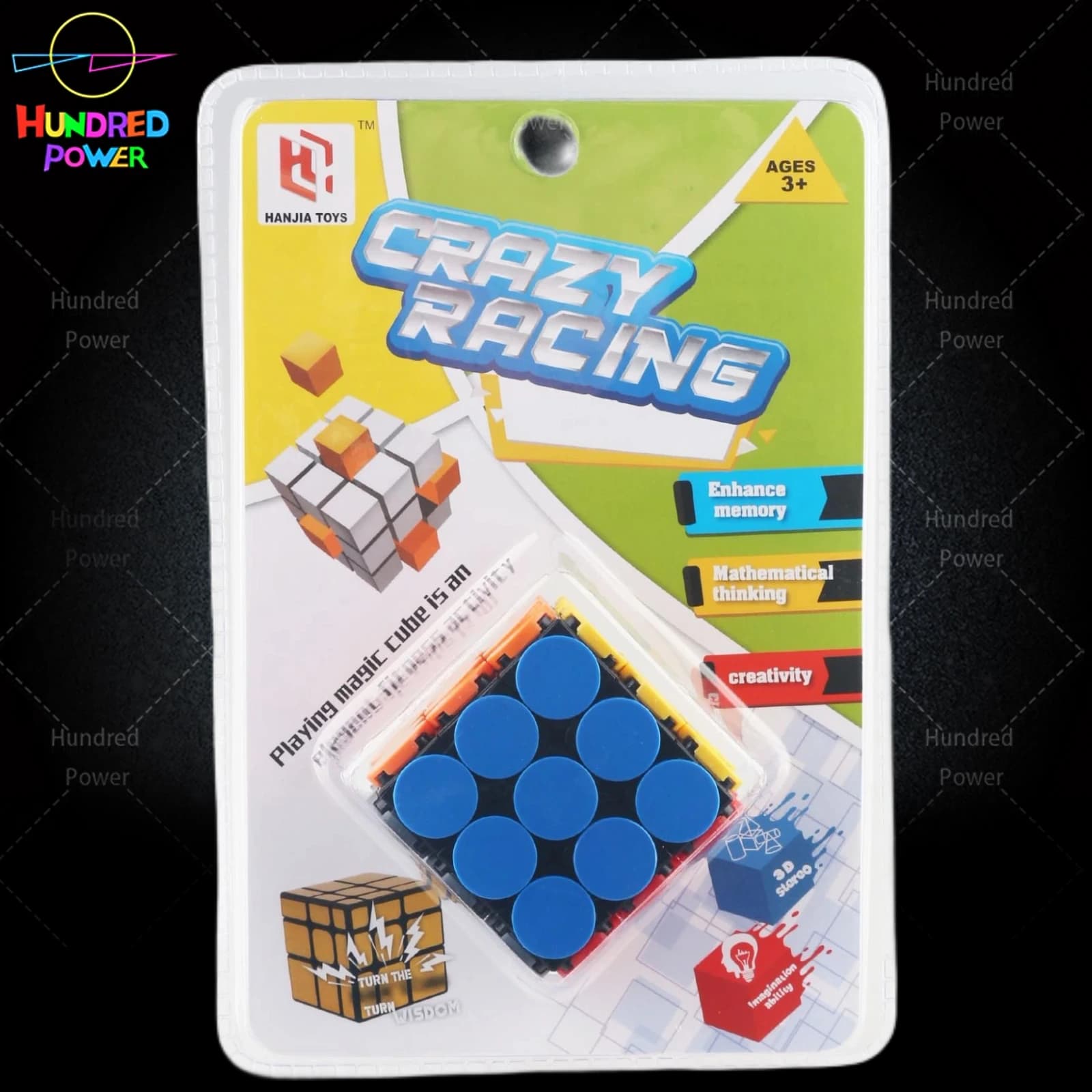 Dotted 3x3 Puzzle Cube with Black Base