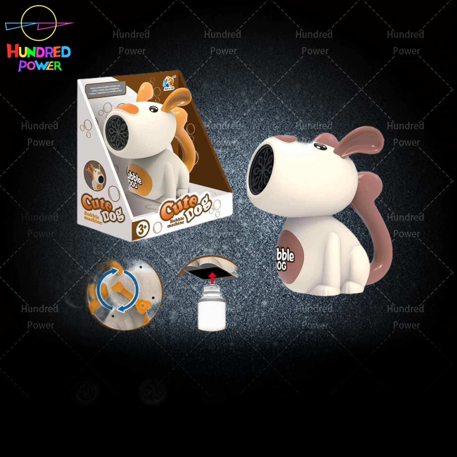 Cute Dog Bubble Machine in brown and orange