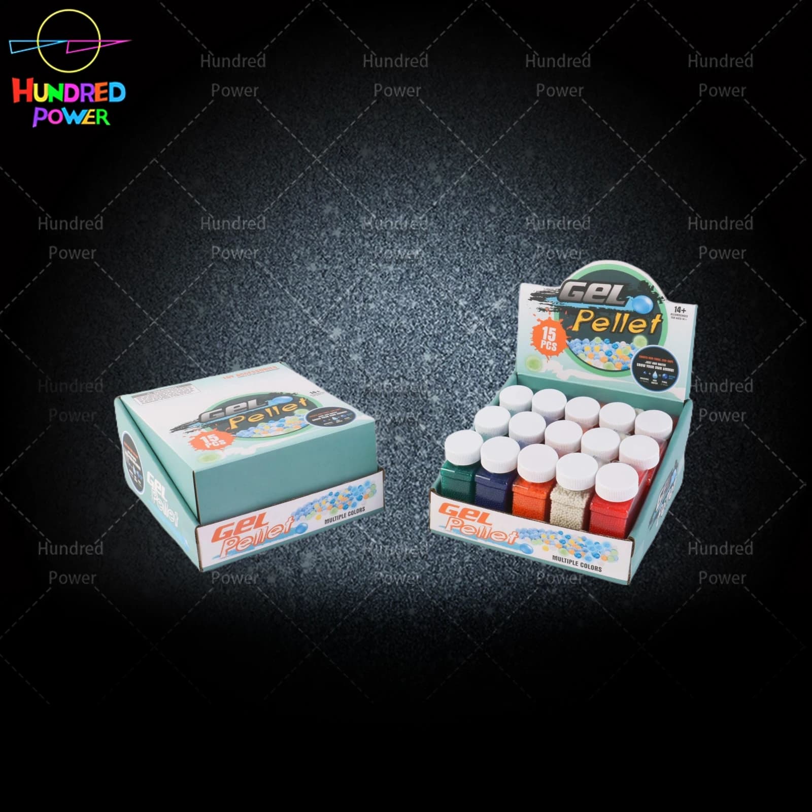 7-8mm Water Beads, 20000 Pieces per Small Square Bottle, 15 Bottles (Five-Color Mixed)
