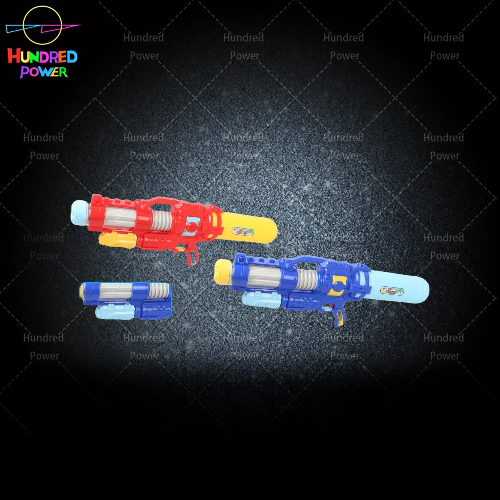 Long Bottle Pressure Water Gun, 2 Colors Red and Blue (with Strap), 3100ml