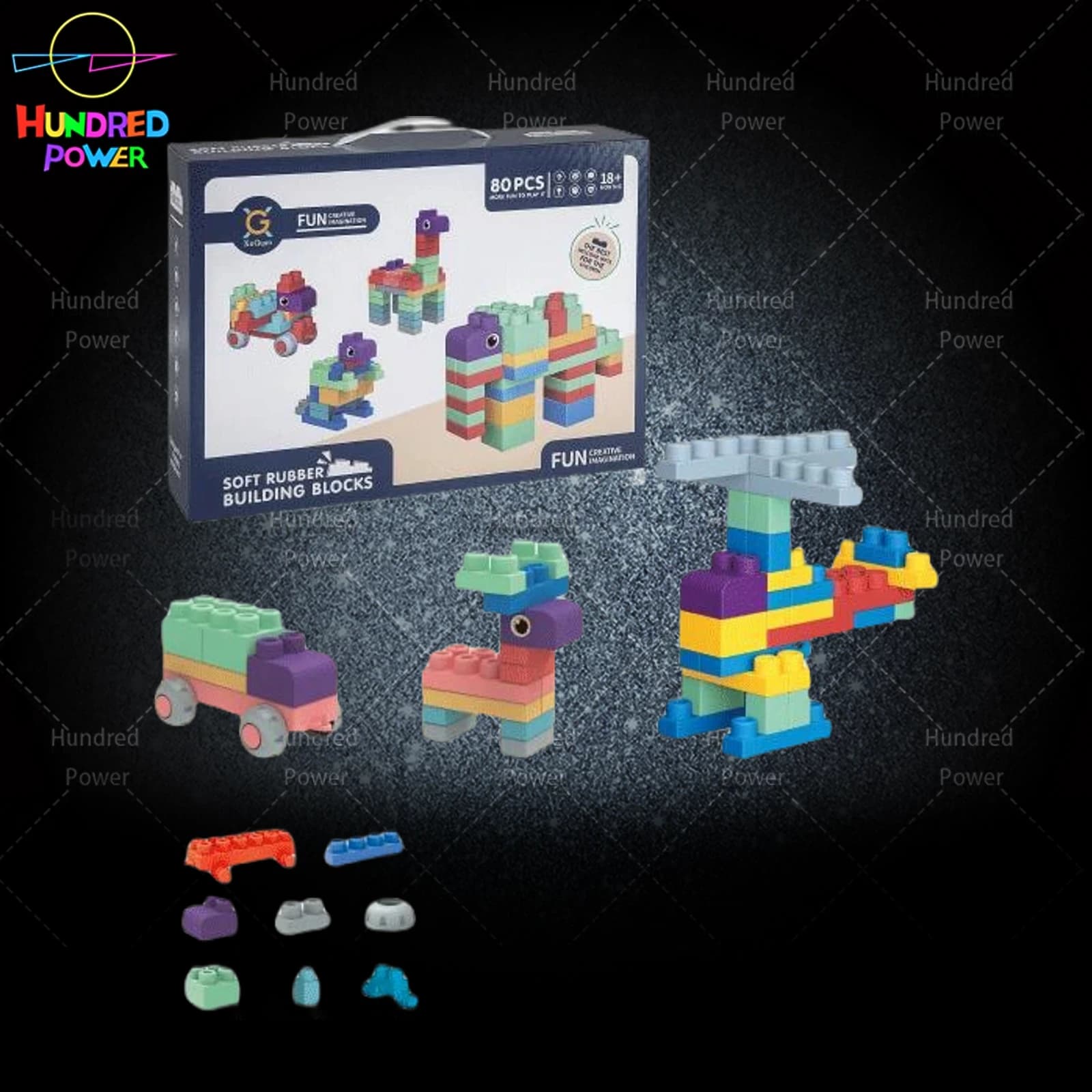 80-Piece Soft Rubber Building Blocks product image