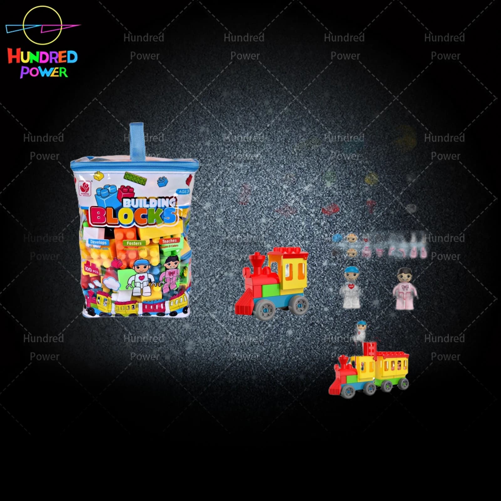 100-Piece Large Building Blocks (Train + Block Figures)
