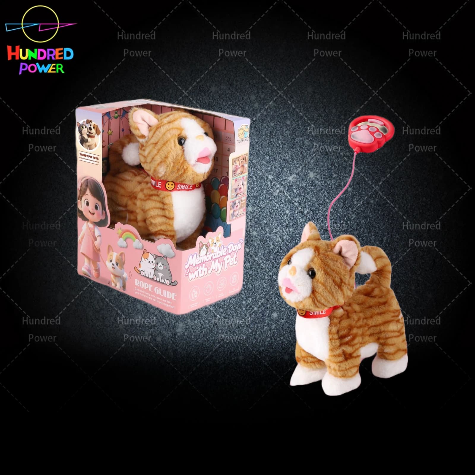 Leopard print brown cat plush with tongue out