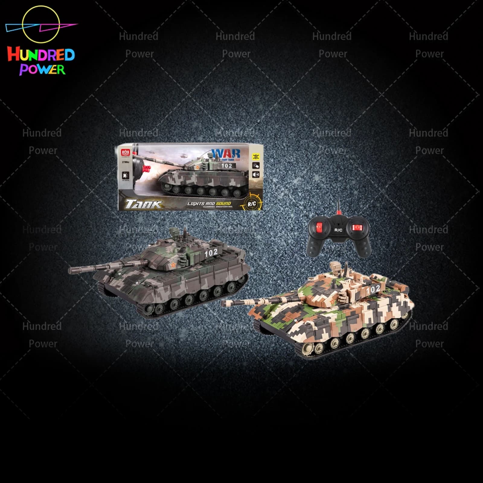 Chinese-style 99A 4-channel remote control tank with lights and sound (batteries not included)