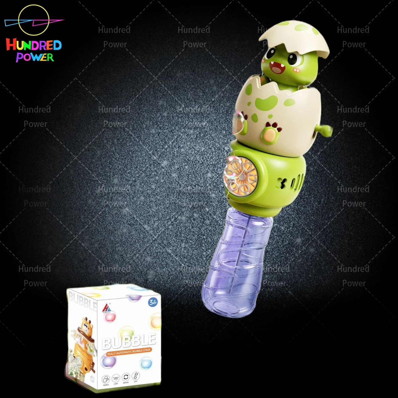 Press-to-Raise Dinosaur Egg Electric Bubble Wand with Light (Function: Press to Raise)