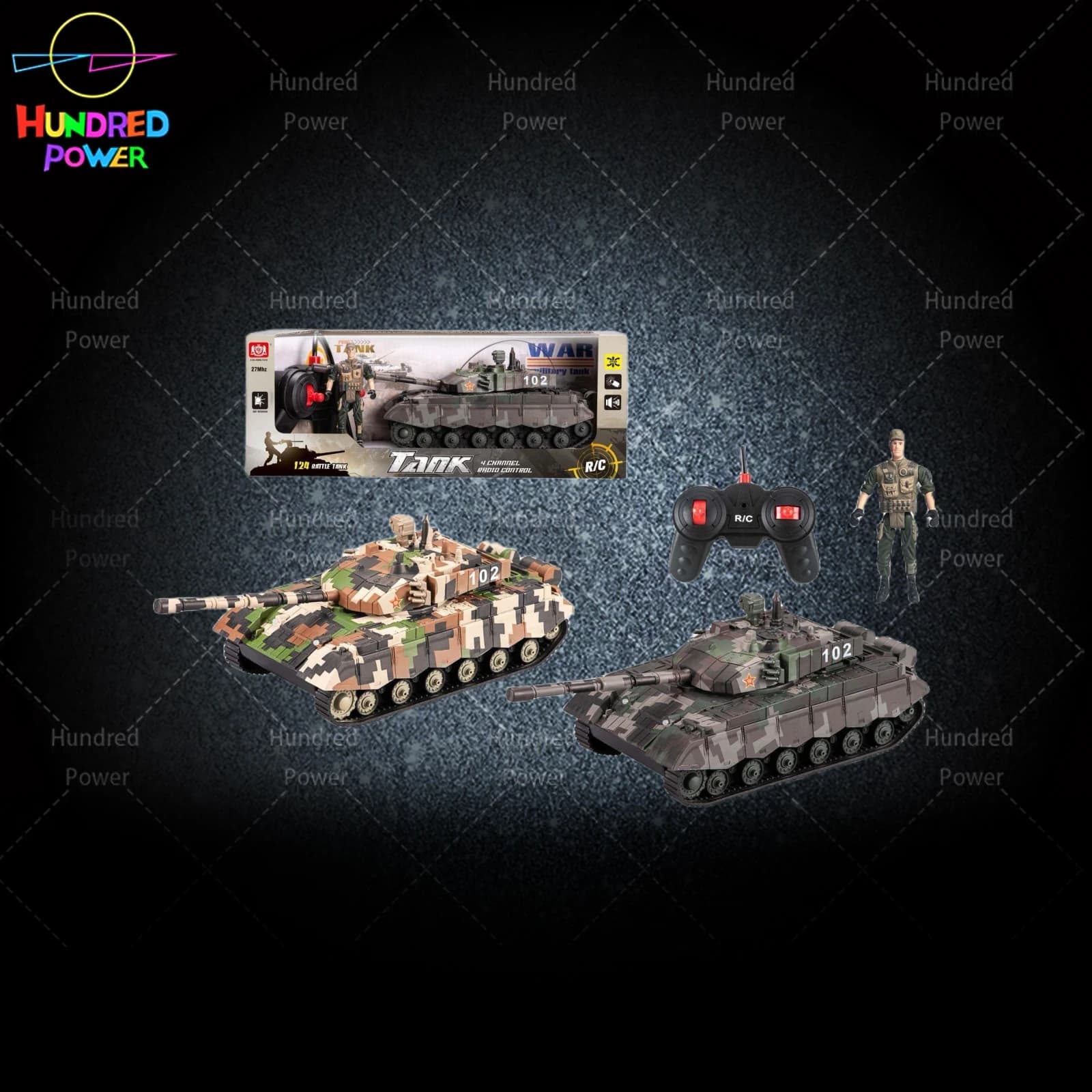 Chinese-style 99A Four-way Remote Control Tank with Lights and Sound (Batteries Not Included)