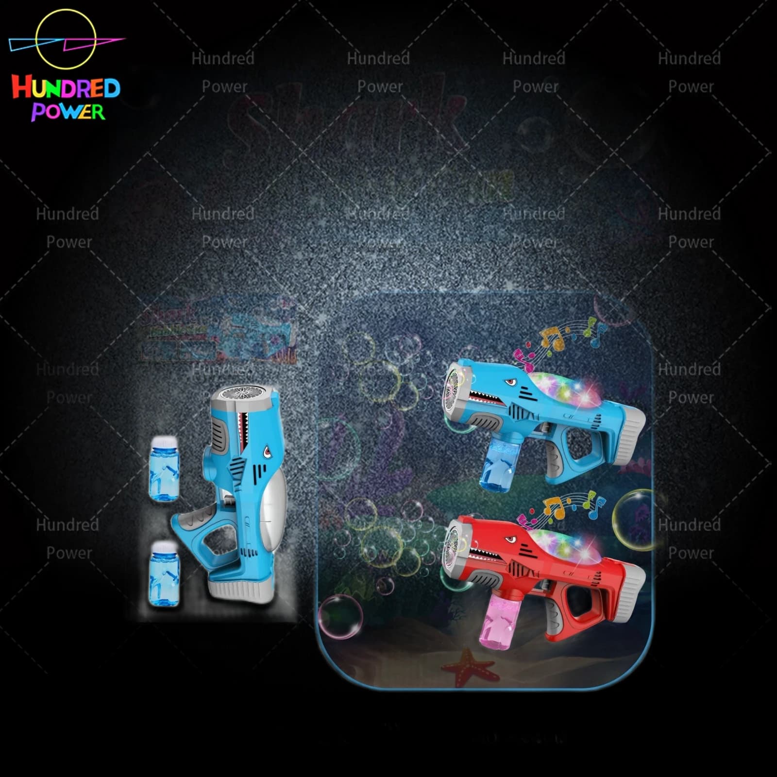 Multi-hole Shark Bubble Gun (20 holes), 4*AA batteries not included, electric bubble gun, fully automatic bubble gun, handheld bubble gun, bubble fun bubble blowing toy