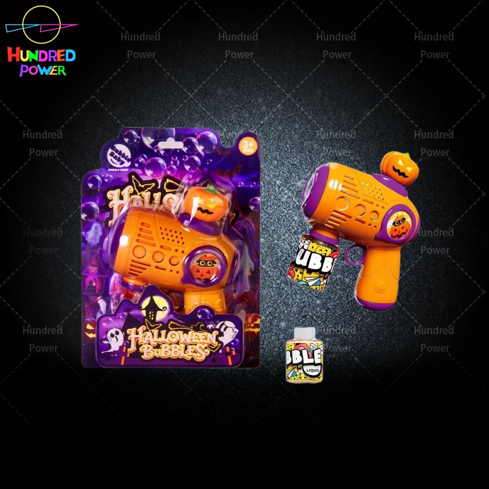 Pumpkin Bubble Gun with Lights, 5-Hole product image