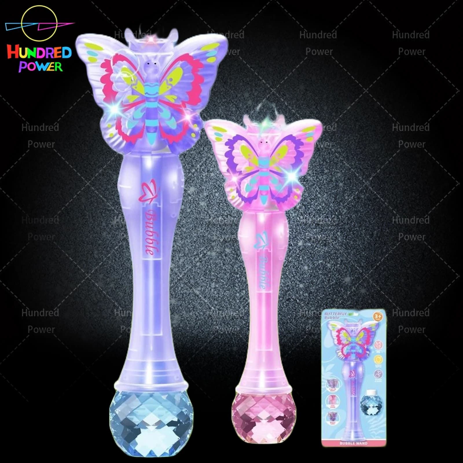 Butterfly Wand Electric Bubble Wand (Single Hole) / 80ML Bottle of Solution, Cartoon Butterfly Bubble Wand Bubble Fun Bubble Blowing Toy