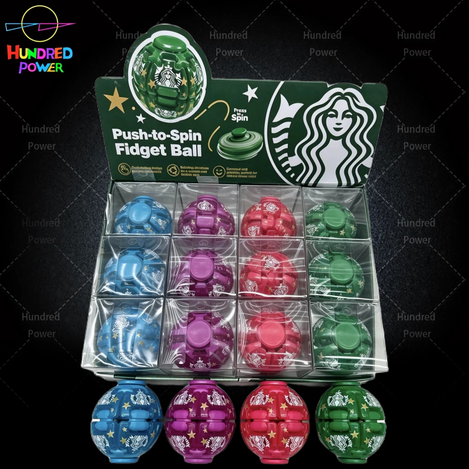 Starbucks-style press spinner ball