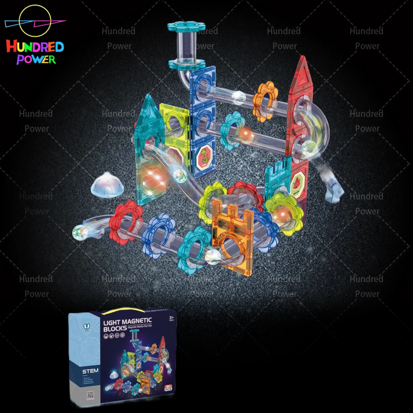 Magnetic Tile Ball Run Building Blocks 81PCS (Light Version)