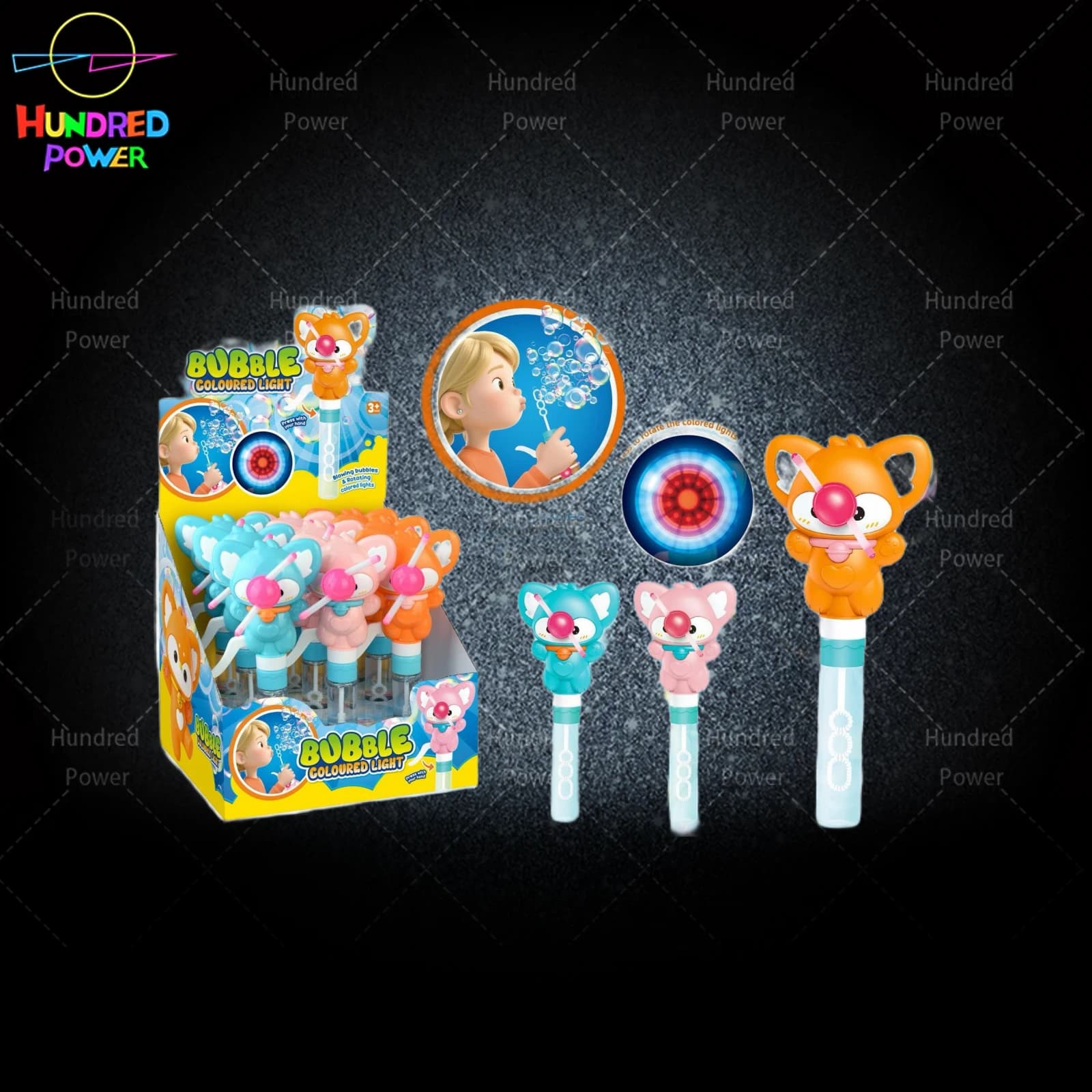 Koala Hand-Press Colorful Light Wand Bubble Stick 9PCS