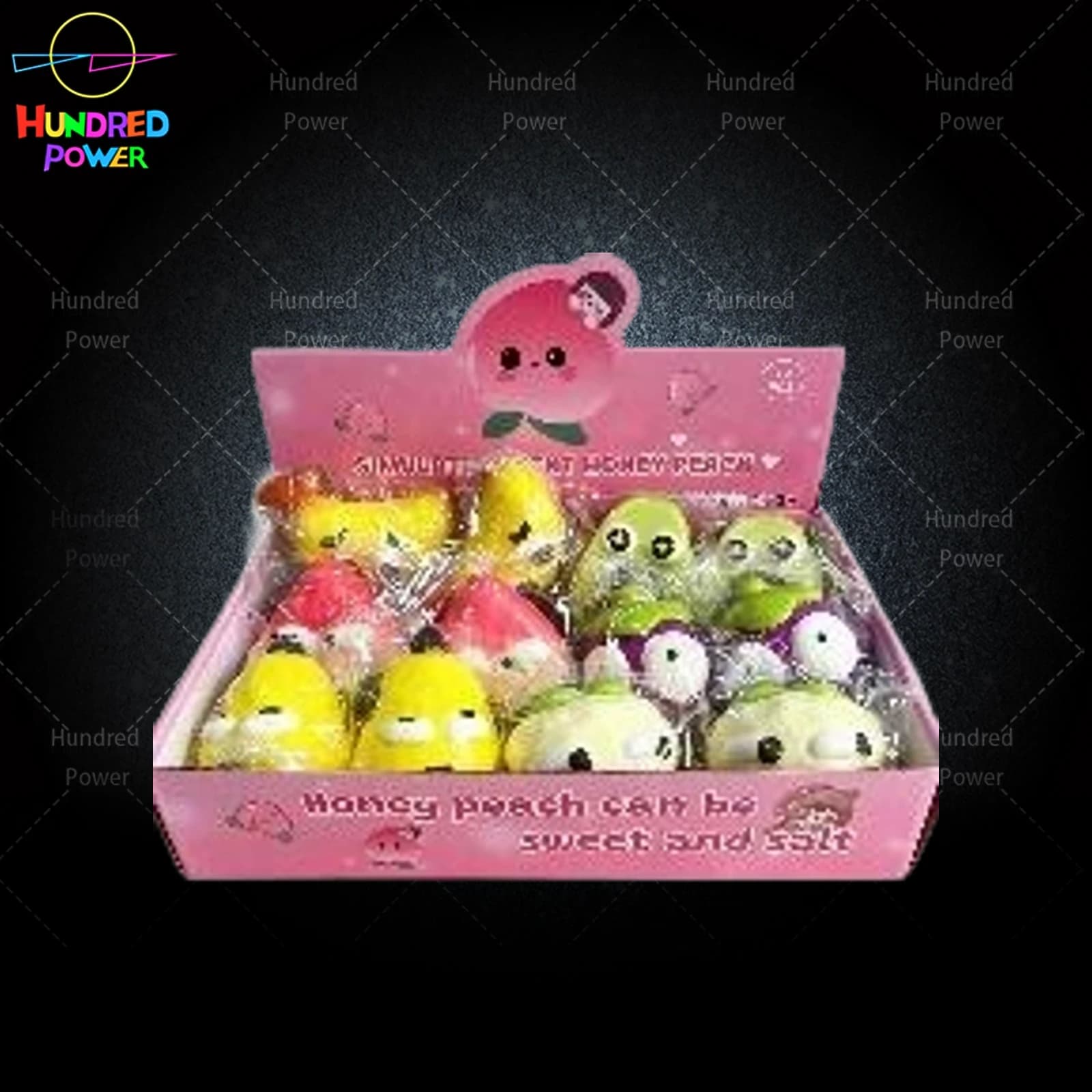 Fruit slow rising squishy toys in a pink display box