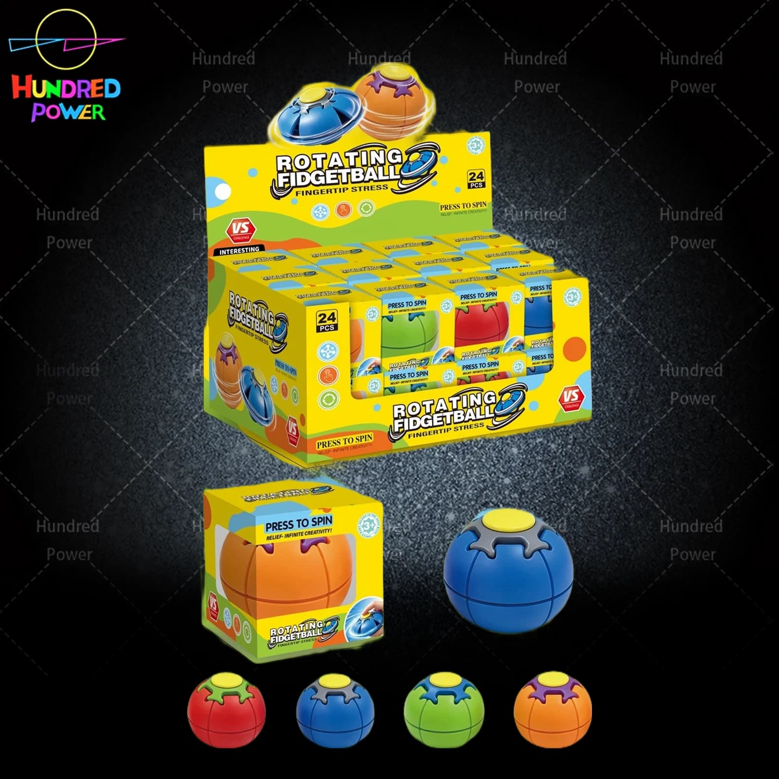 Solid Color Spinning Fidget Ball (Red/Blue/Green/Orange)