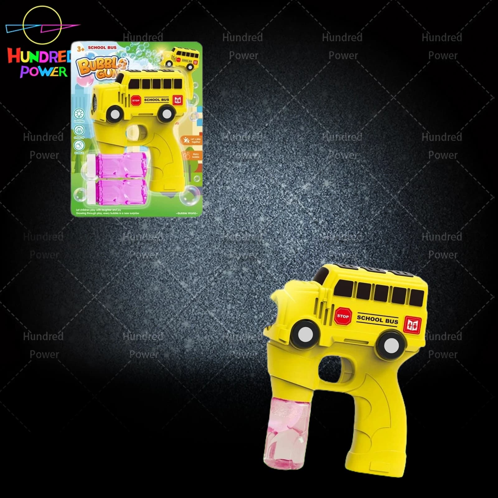 Multi-hole School Bus Bubble Gun (8 holes), 4*AA batteries not included, electric bubble gun, fully automatic bubble gun, handheld bubble gun, bubble fun bubble blowing toy