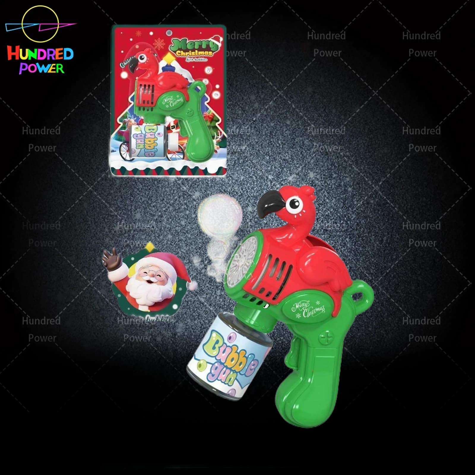 Christmas Electric Light-Up Flamingo Bubble Gun