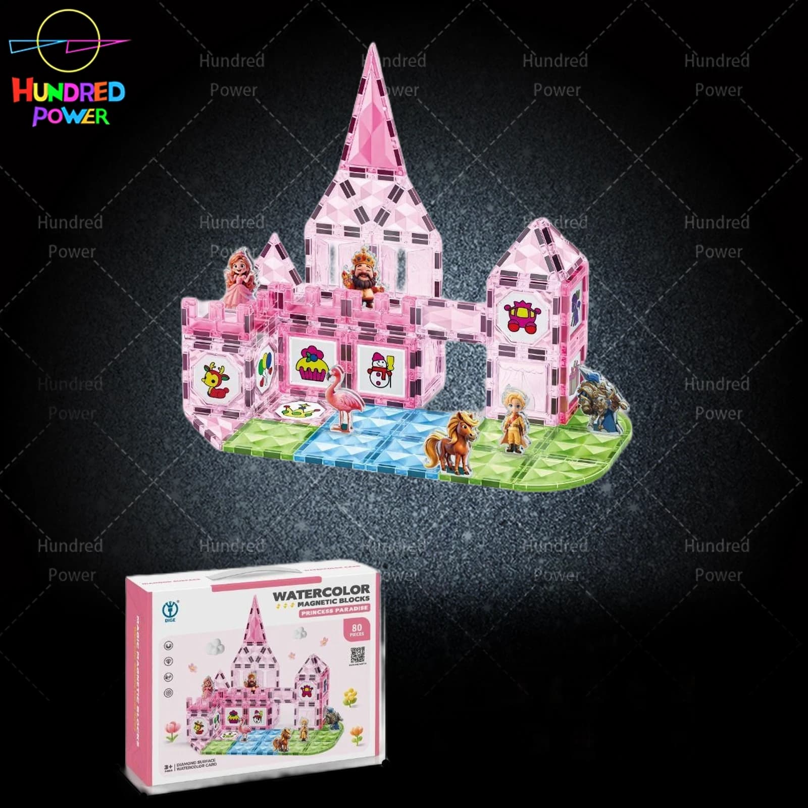 Princess Paradise Painted Diamond-Pattern Magnetic Building Blocks 80PCS