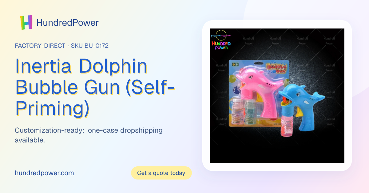 Inertia Dolphin Bubble Gun (Self-Priming) · SKU BU-0172 · HundredPower